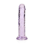 RealRock Crystal Clear Straight 6 in. Dildo Without Balls Purple