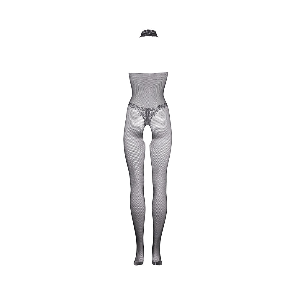 Le Desir Fishnet & Lace High-Neck Bodystocking Black O/S