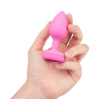 b-Vibe Vibrating Heart Anal Plug with Heart-Shaped Jewel Base Small/Medium Pink