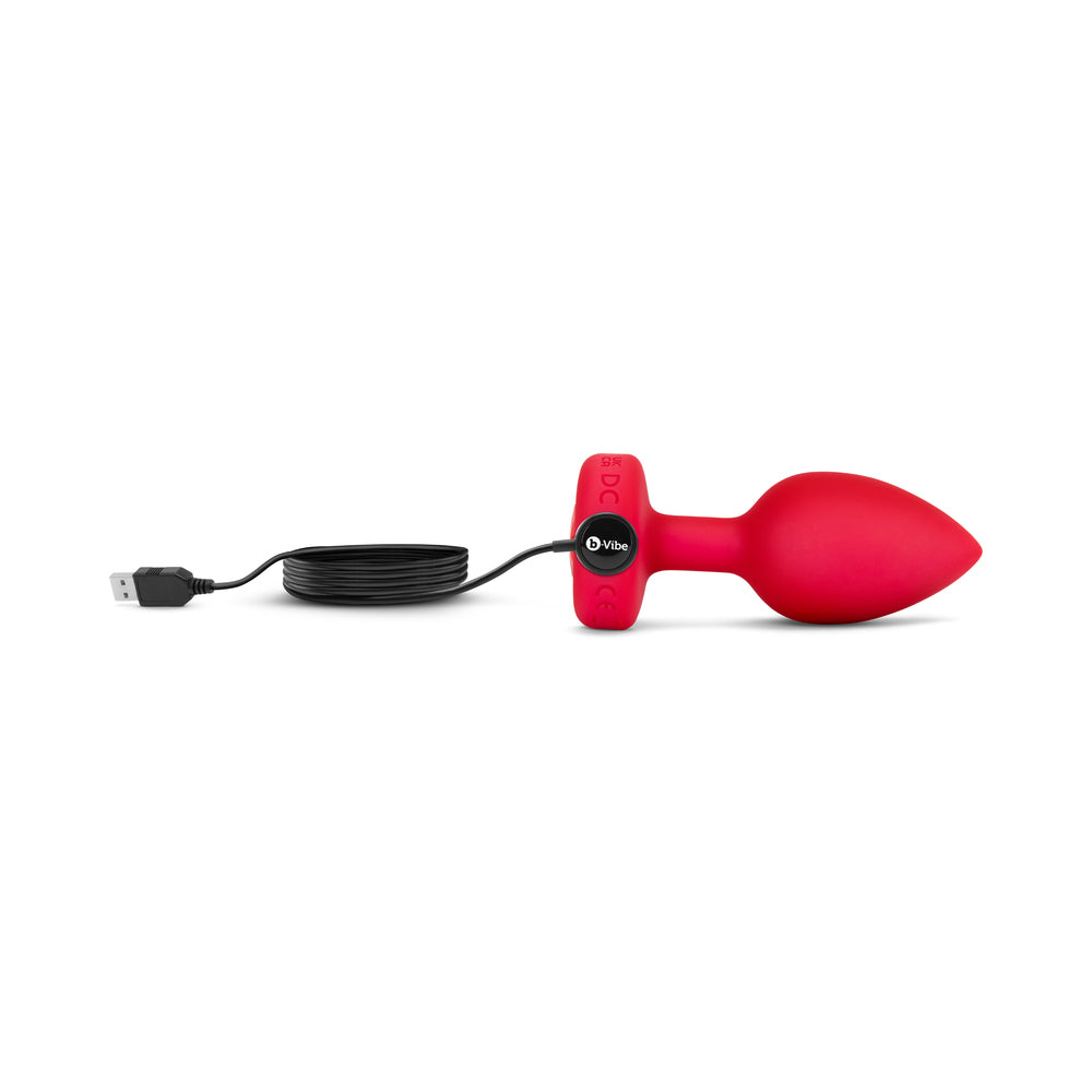 b-Vibe Vibrating Heart Anal Plug with Heart-Shaped Jewel Base Medium/Large Red