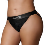 Ouch! Vibrating Strap-on Panty Harness with Open Back Black XL/2XL