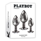 Playboy Pleasure 3 Ways 3-Piece Metal Anal Plug Set Hematite