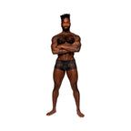 Male Power Sassy Lace Mini Short Sheer Pouch Black L