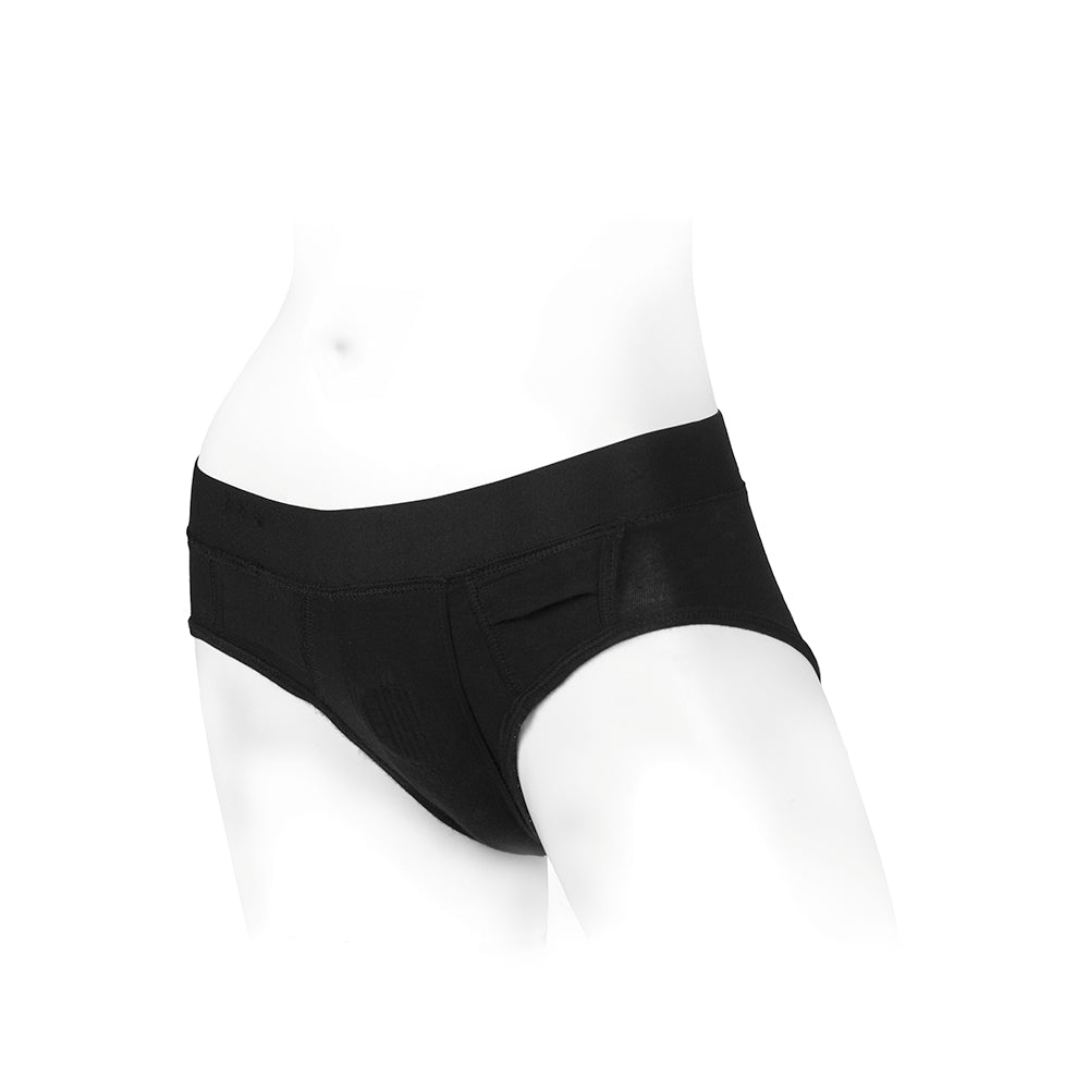 SpareParts Tomboi Rayon Briefs Harness Black Size S
