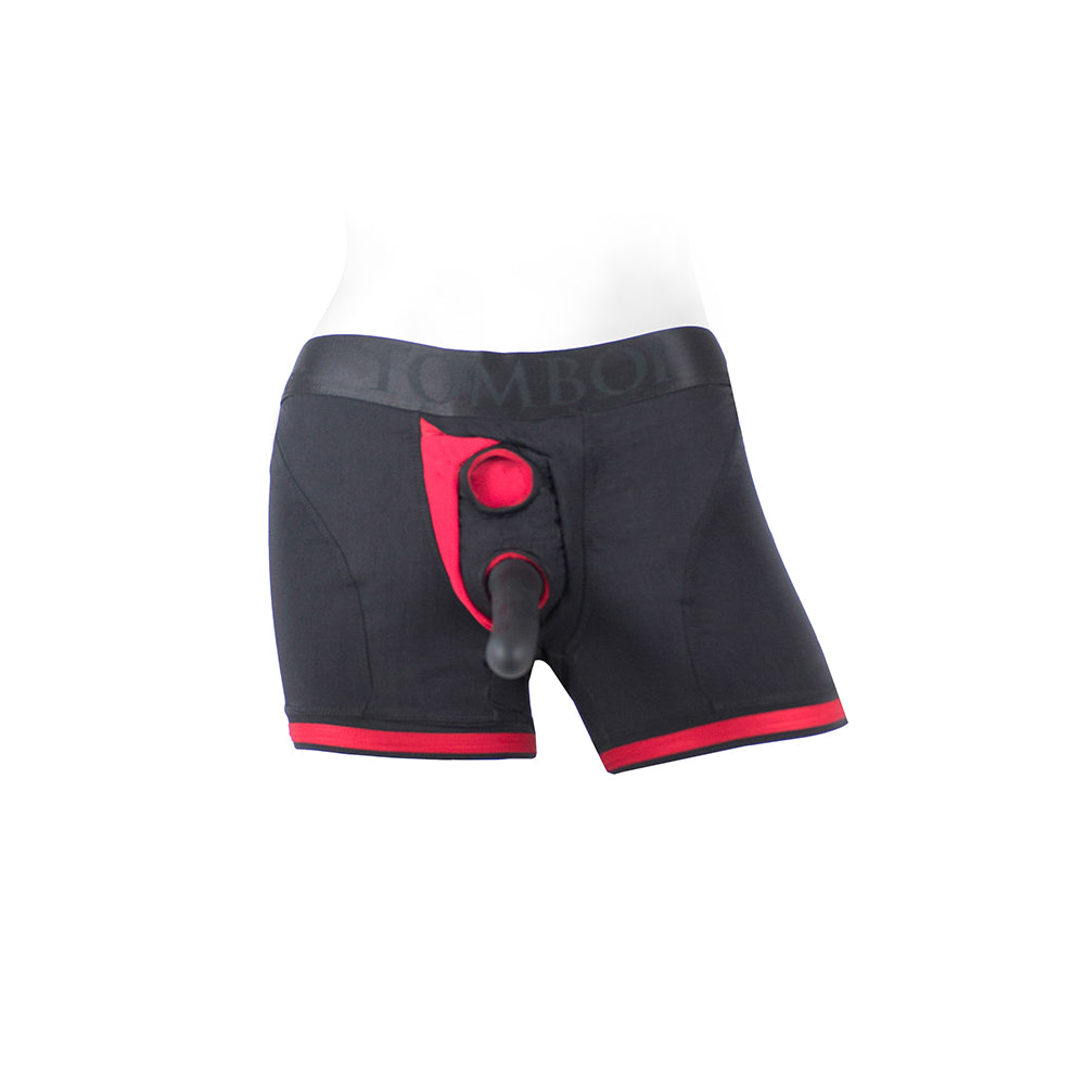 SpareParts Tomboii Nylon Boxer Briefs Harness Black/Red Size XS