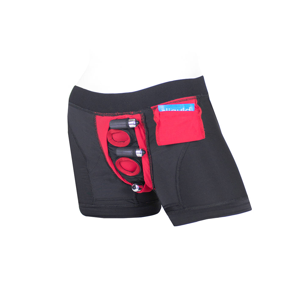 SpareParts Tomboii Nylon Boxer Briefs Harness Black/Red Size M