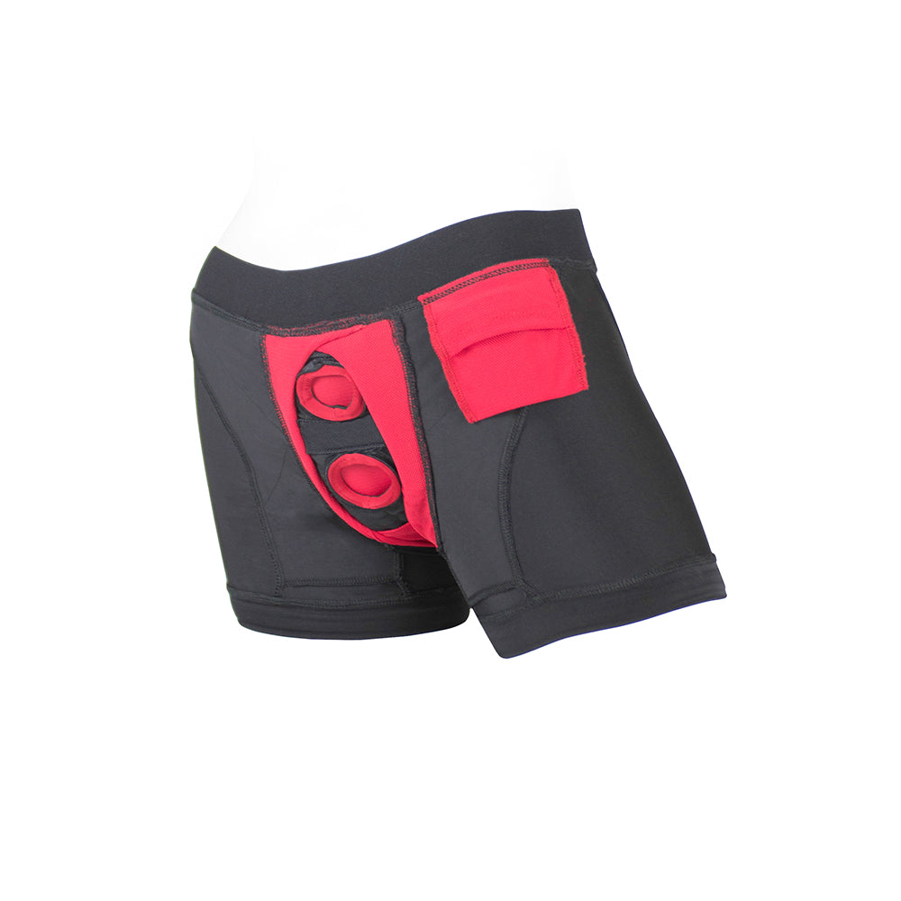 SpareParts Tomboii Nylon Boxer Briefs Harness Black/Red Size L