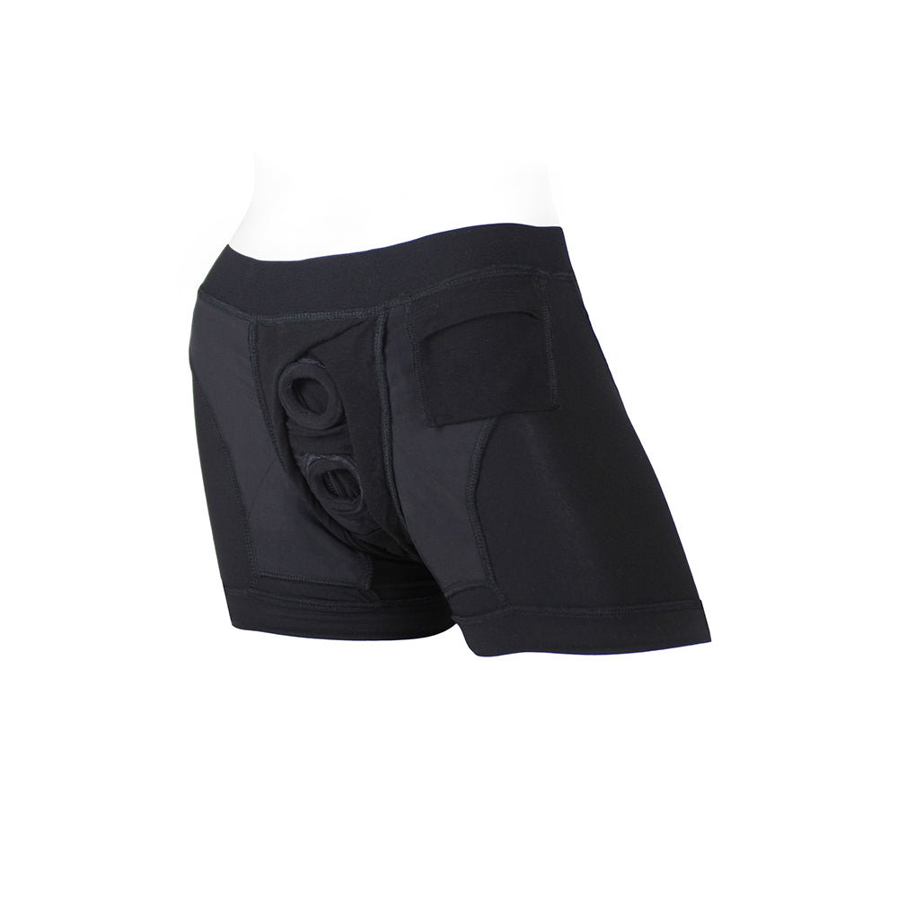 SpareParts Tomboii Rayon Boxer Briefs Harness Black Size L