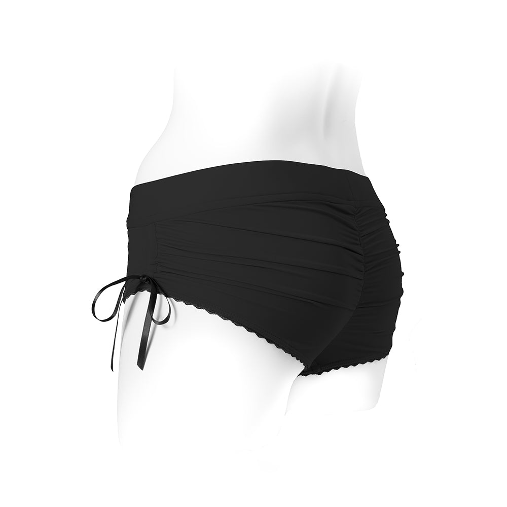 SpareParts Sasha Cinch Booty Short Harness Black Size XS