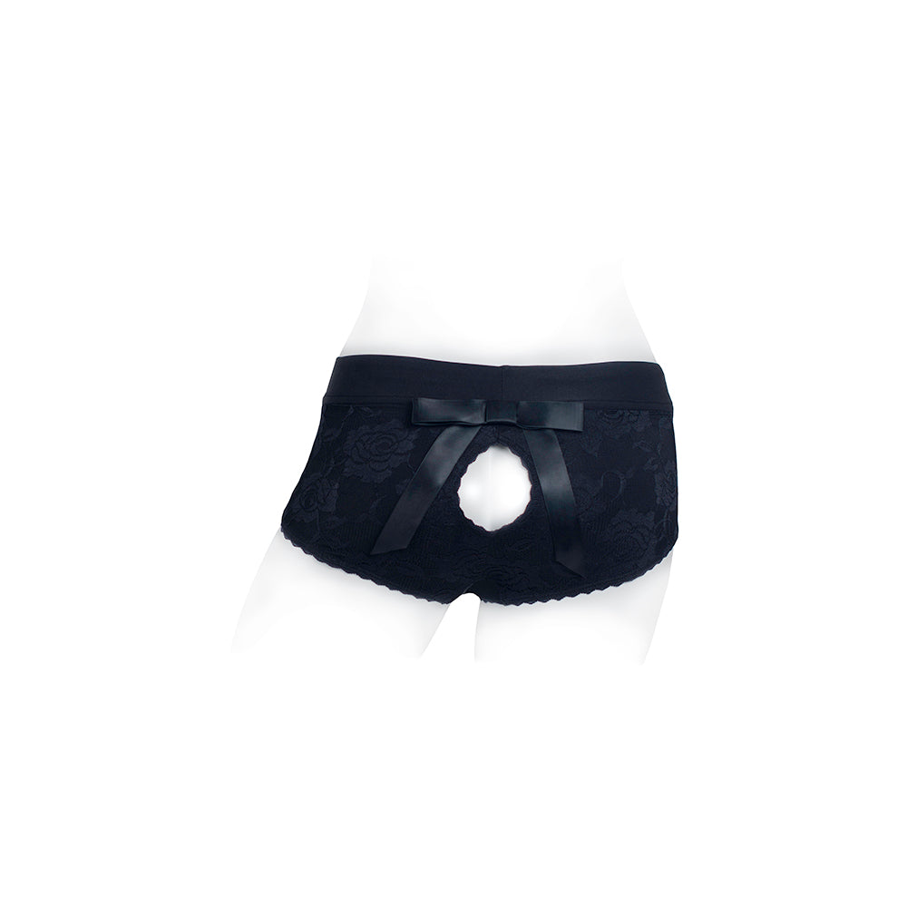 SpareParts Bella Cleavage Booty Short Harness Black Size 5XL