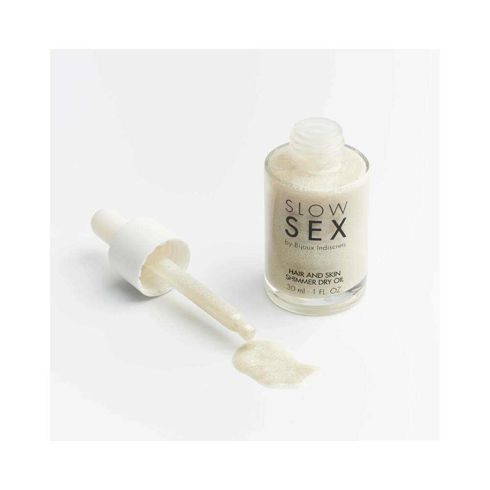 Bijoux Indiscrets Slow Sex Hair & Skin Shimmer Dry Oil 1 oz.