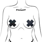 Pastease Crystal Sparkling Crosses Pasties Black