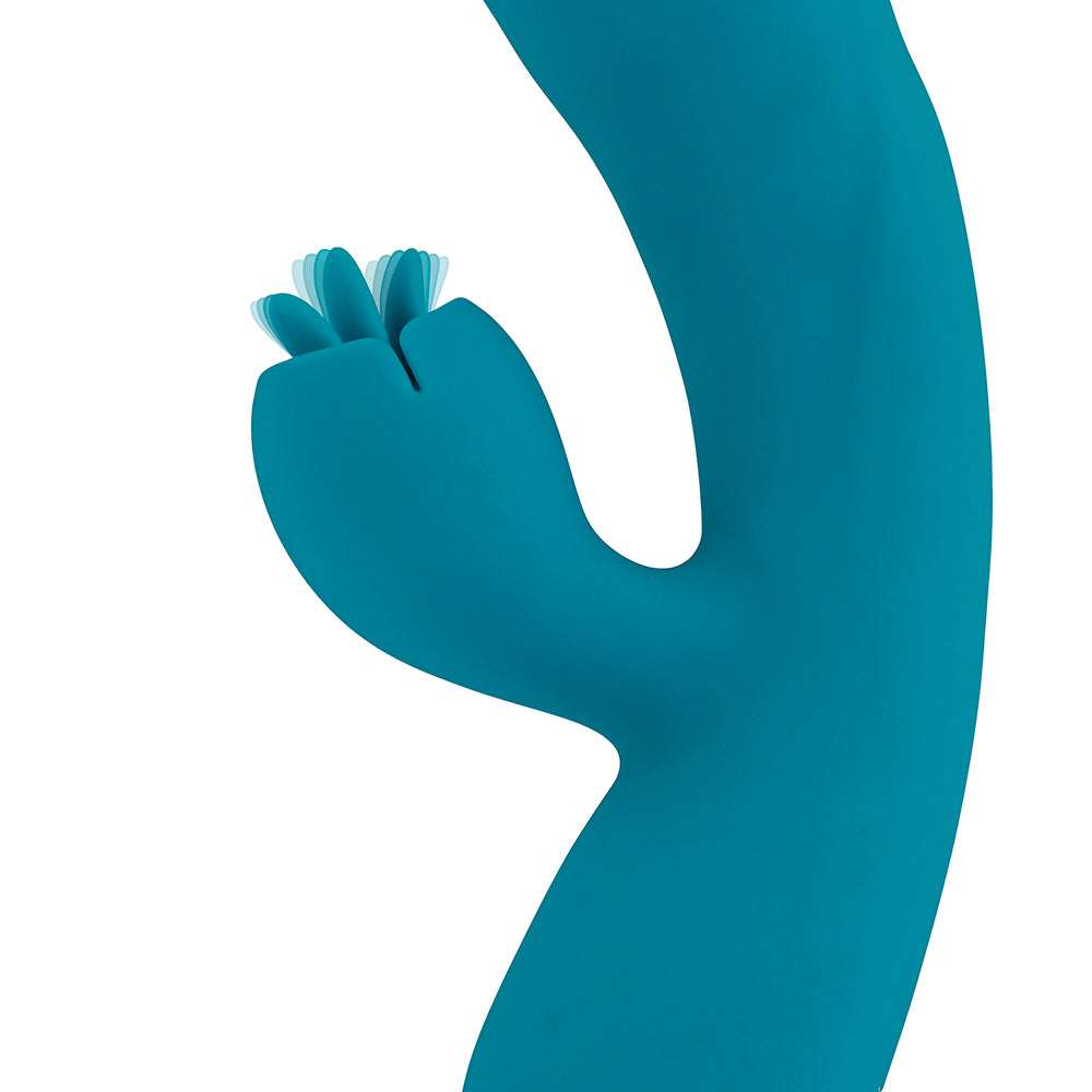 Evolved Fierce Flicker Rechargeable Dual Stim Vibe Silicone Teal
