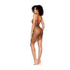 Dreamgirl Rhinestone Embellished Fishnet Chemise with an Asymmetrical Hemline Espresso XL