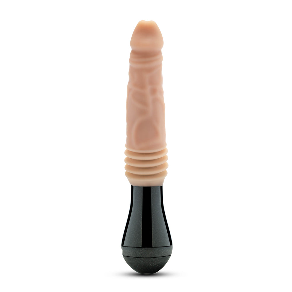 Dr. Skin Silicone Dr. Knight 10.5 in. Thrusting, Gyrating & Vibrating Dildo with Handle Beige