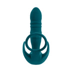 Playboy Bring It On Rechargeable Silicone Thrusting Anal Plug with Vibrating Ball Cradle Deep Teal