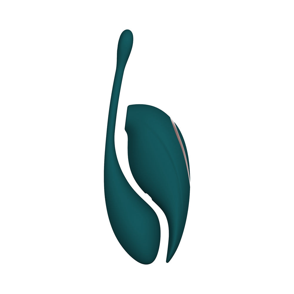 Twitch 2 Rechargeable Suction and Flapping Vibrator with Remote Control Vibrating Egg Forest Green