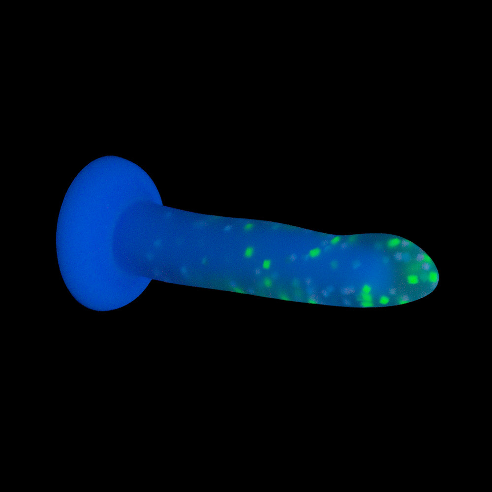 Addiction Rave 8 in. Bendable Glow-in-the-Dark Silicone Dildo Purple Confetti