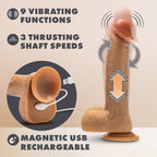 Dr. Skin Silicone Dr. Phillips 8.5 in. Thrusting, Gyrating & Vibrating Dildo with Remote Control Tan