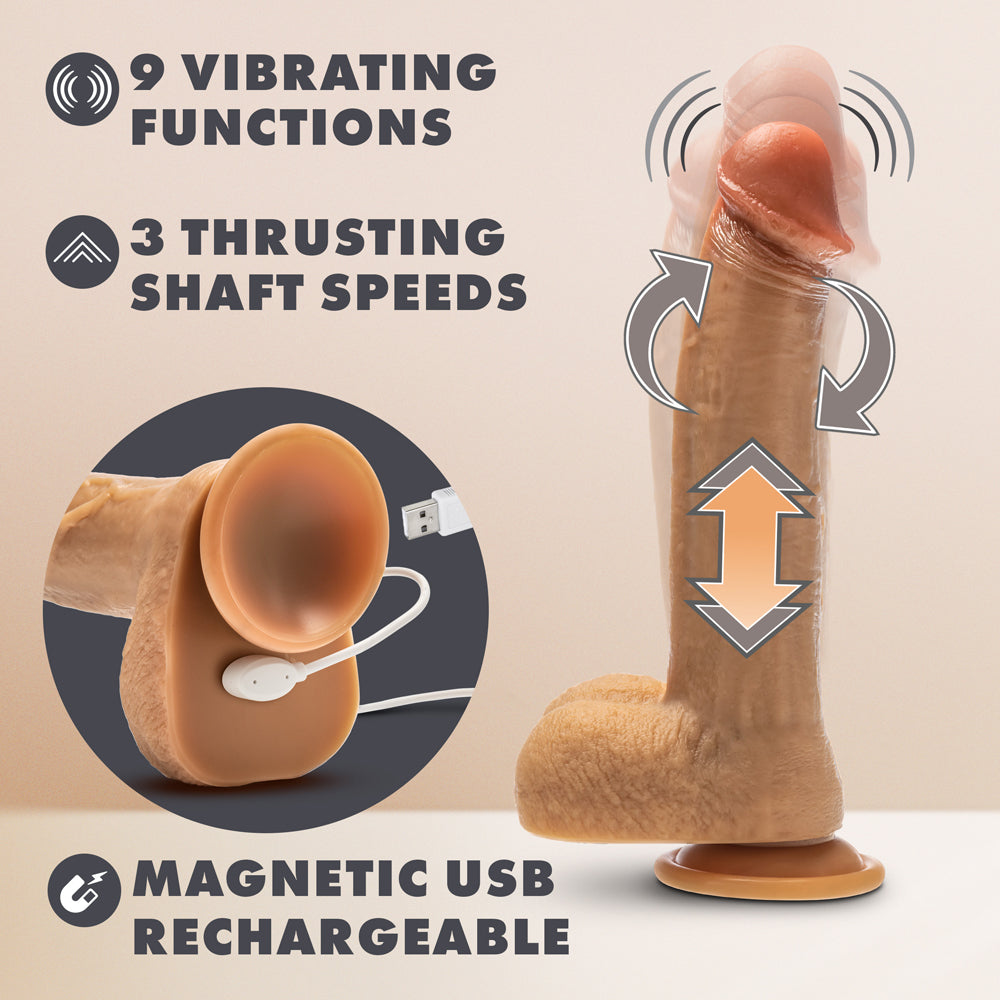 Dr. Skin Silicone Dr. Phillips 8.5 in. Thrusting, Gyrating & Vibrating Dildo with Remote Control Tan