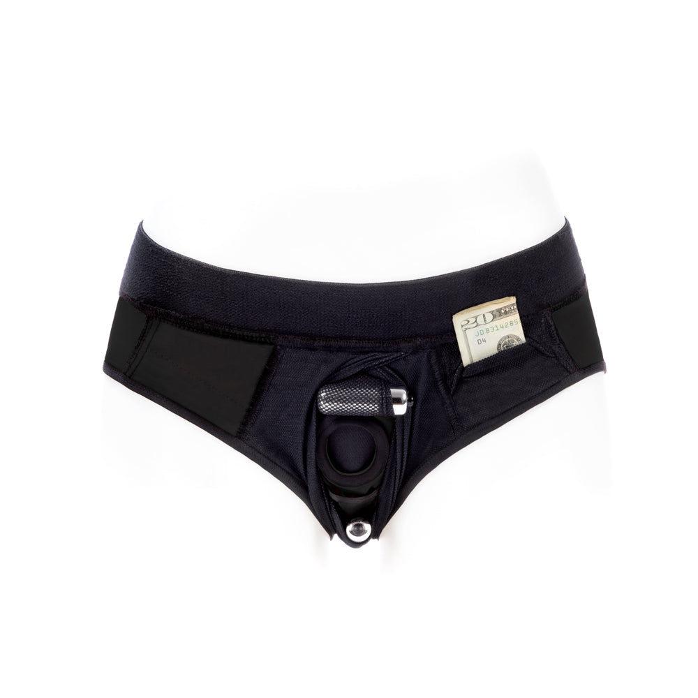 SpareParts Tomboi Cover Brief Style Underwear Harness Nylon Black/Black 2XL