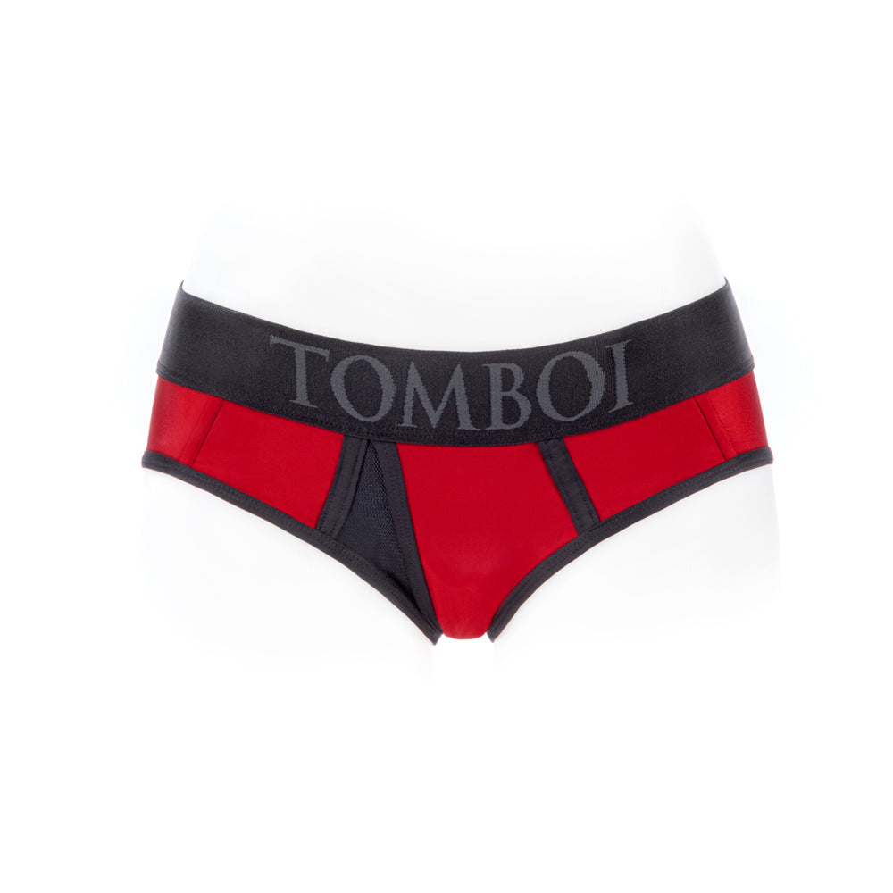 SpareParts Tomboi Cover Brief Style Underwear Harness Nylon Red/Black L