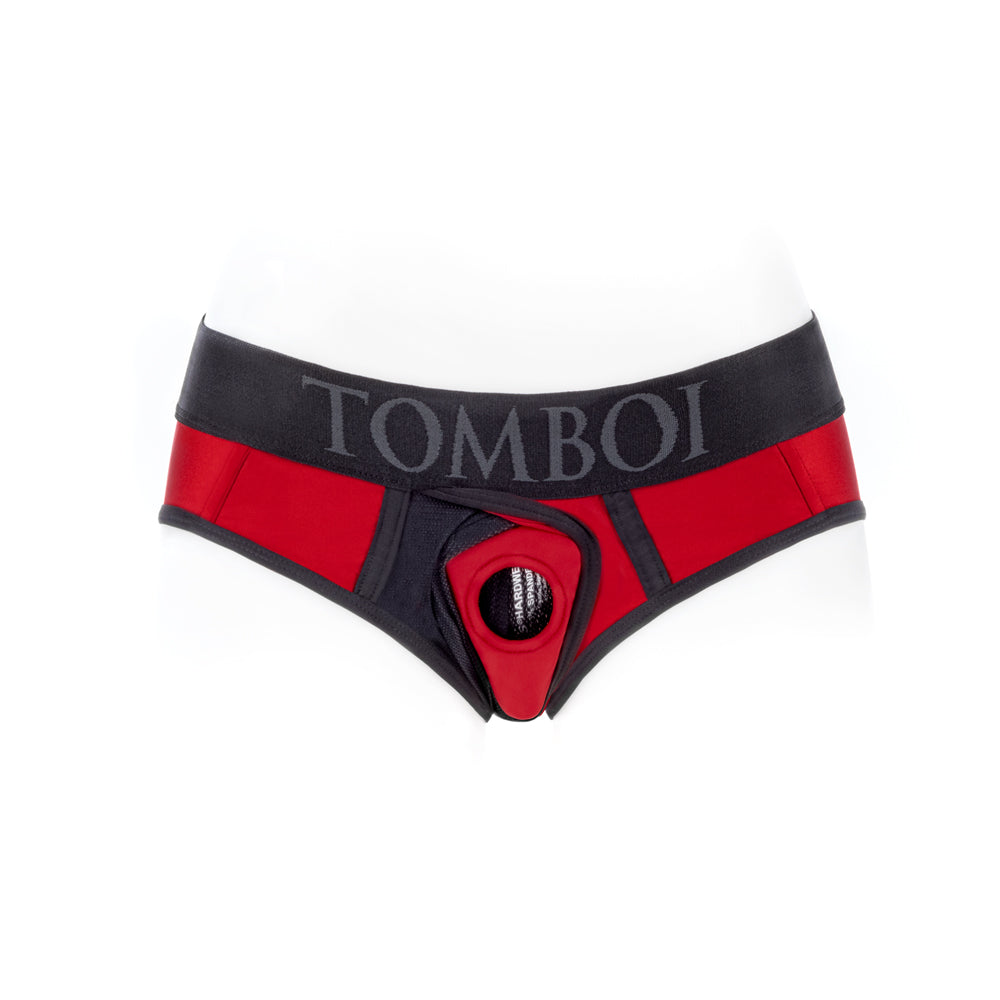 SpareParts Tomboi Cover Brief Style Underwear Harness Nylon Red/Black L