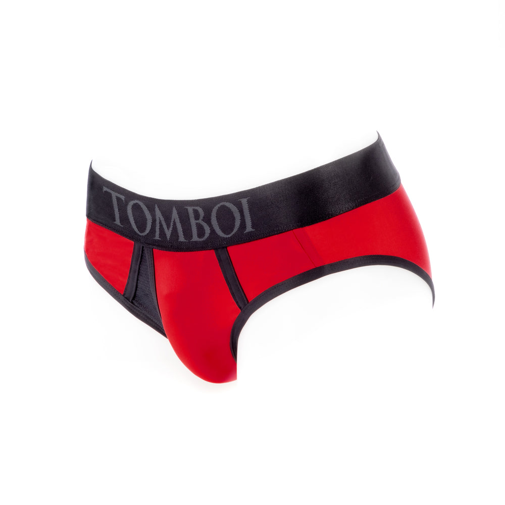 SpareParts Tomboi Cover Brief Style Underwear Harness Nylon Red/Black XL
