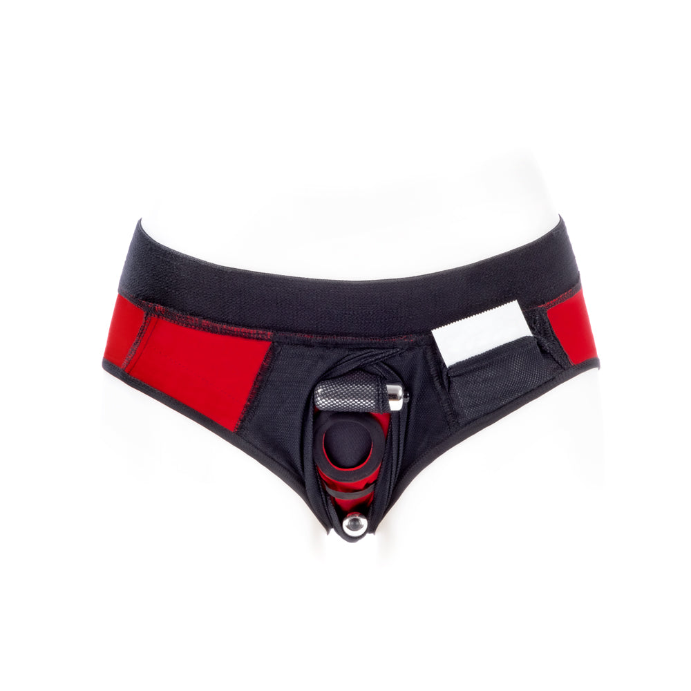 SpareParts Tomboi Cover Brief Style Underwear Harness Nylon Red/Black 4XL