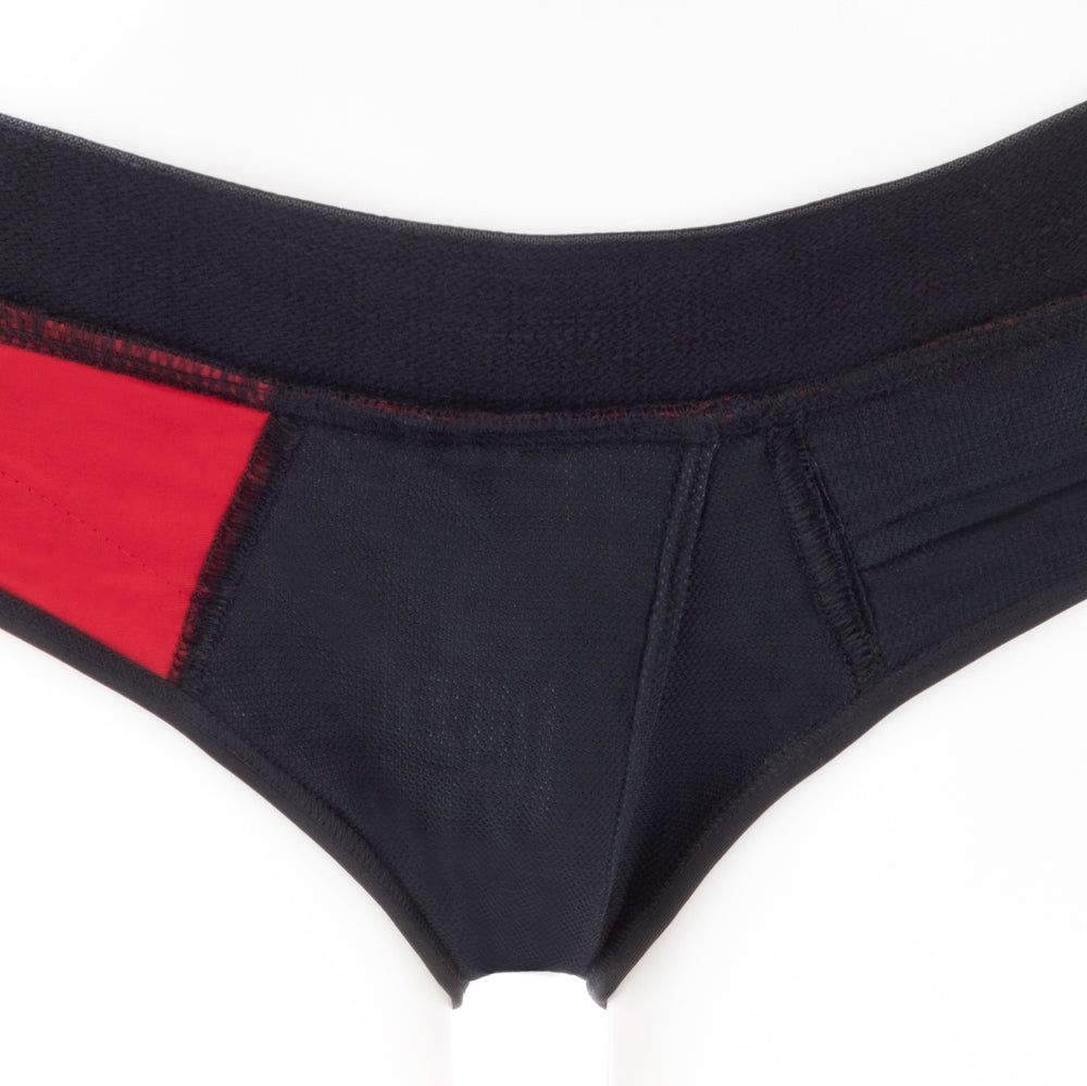 SpareParts Tomboi Cover Brief Style Underwear Harness Nylon Red/Black 5XL