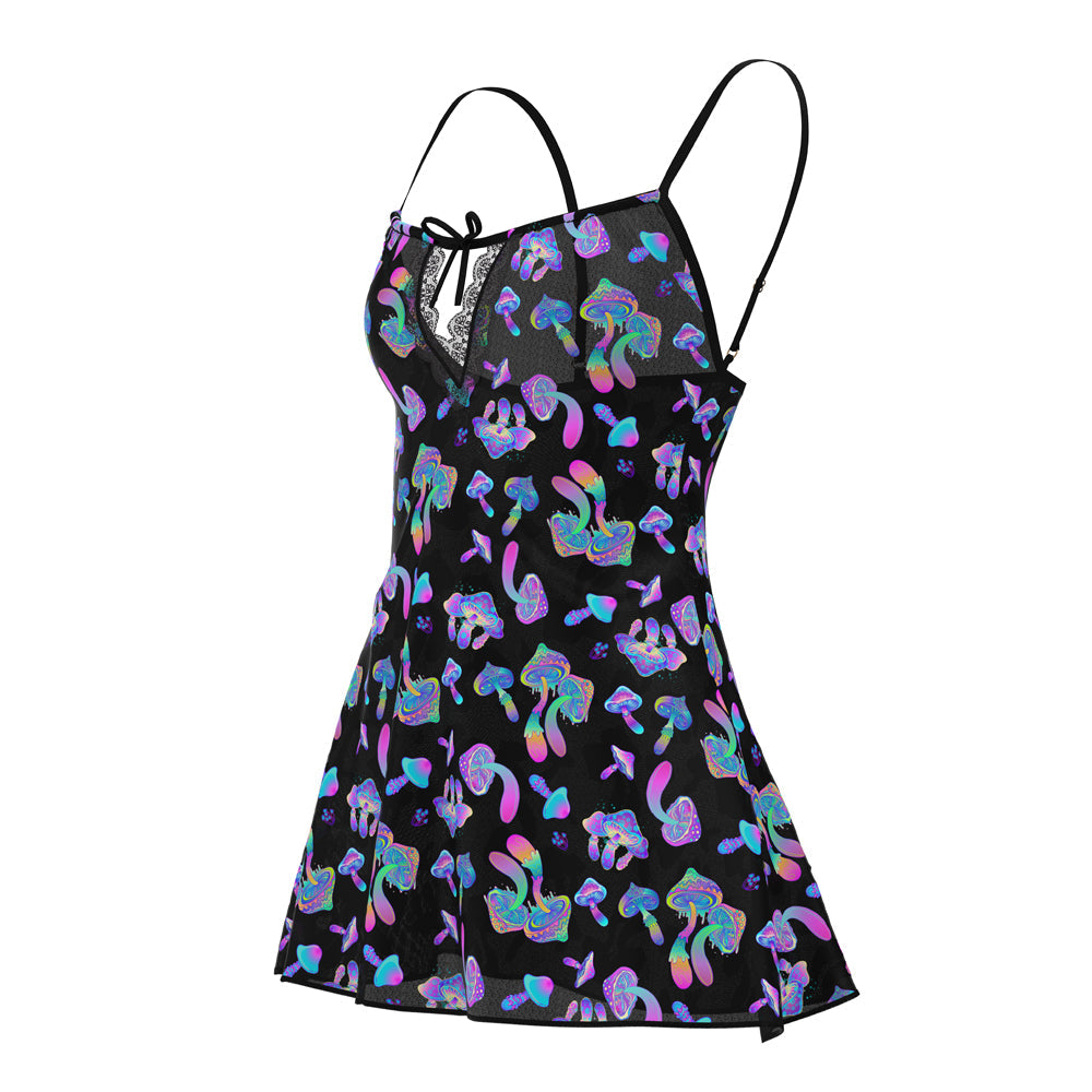 Magic Silk Hazy Dayz Dress & G-String Set Mushroom L/XL