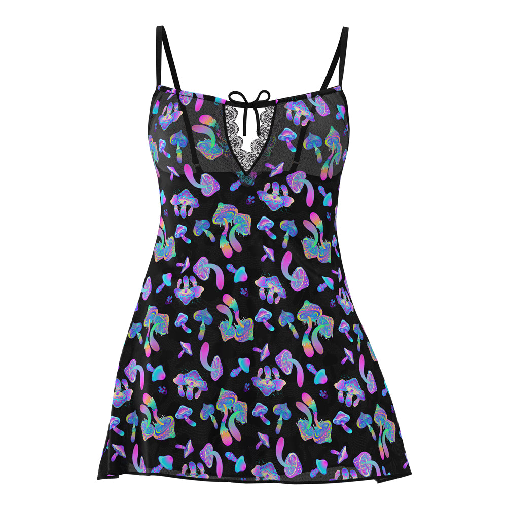 Magic Silk Hazy Dayz Dress & G-String Set Mushroom L/XL