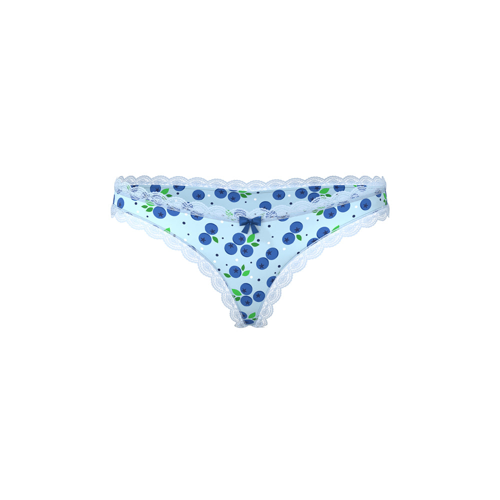 Magic Silk Sweet Treats Crotchless Thong with Lube Blueberry S/M