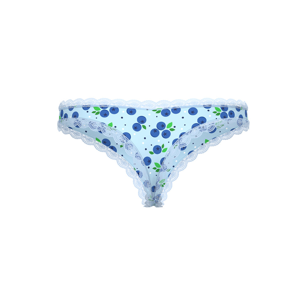 Magic Silk Sweet Treats Crotchless Thong with Lube Blueberry S/M