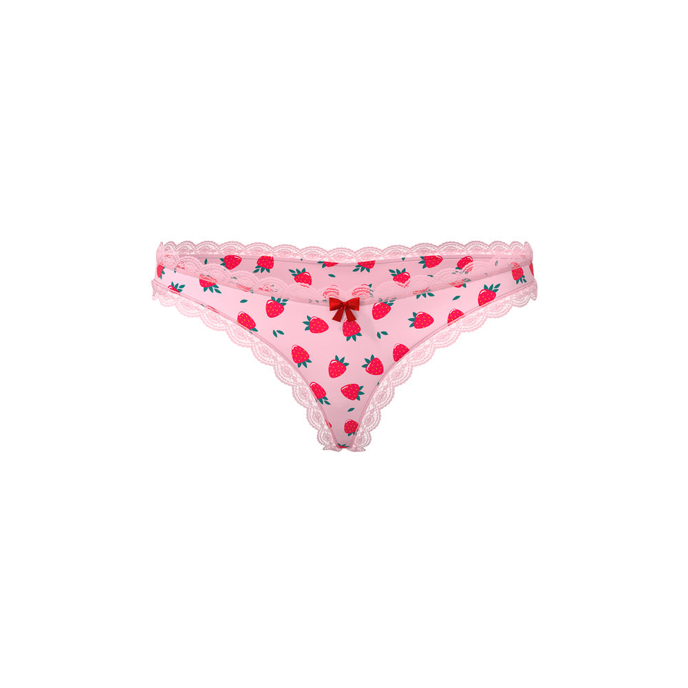 Magic Silk Sweet Treats Crotchless Thong with Lube Strawberry S/M