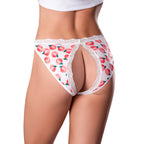 Magic Silk Sweet Treats Split Back & Crotchless Panty with Lube Peach L/XL