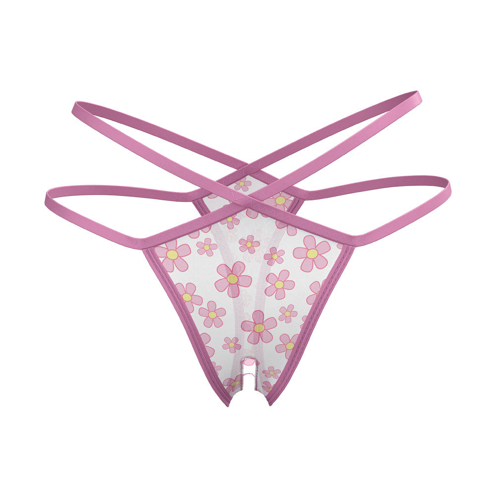 Magic Silk Daisy Split Crotch Thong Daisy Print S/M