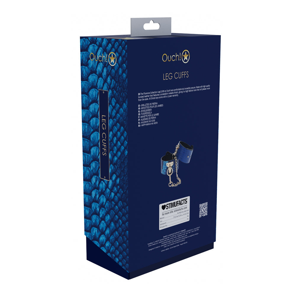 Ouch! International Florence Collection Leg Cuffs Blue