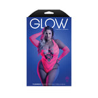Fantasy Lingerie Glow Flashback UV Reactive Rhinestone Fishnet Teddy & Gloves/Warmers Queen Size
