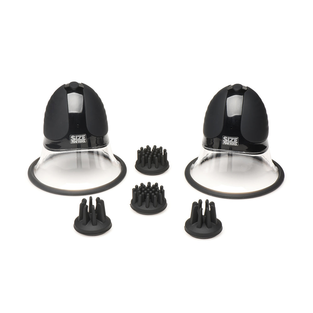 Size Matters 10X Rotating Silicone Nipple Suckers with 4 Attachments Black