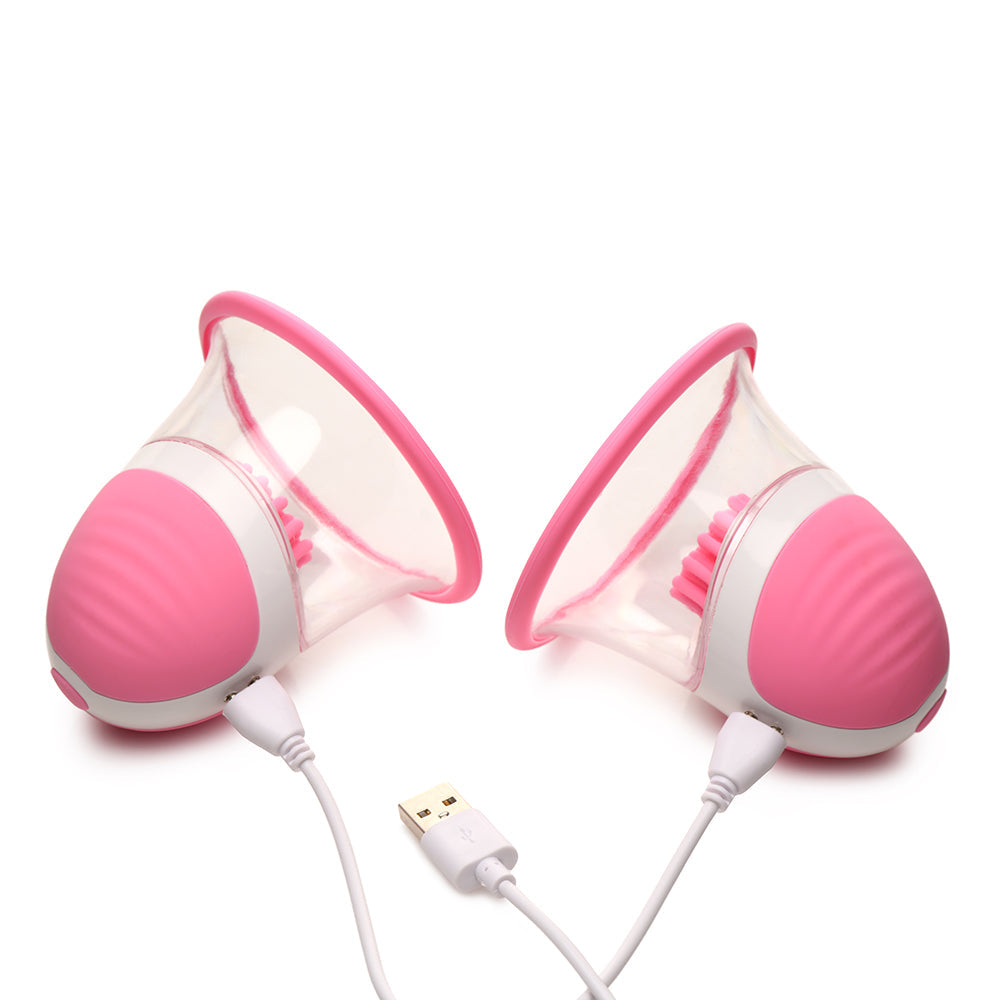 Size Matters 10X Rotating Silicone Nipple Suckers with 4 Attachments Pink