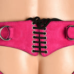 Strap U Bodice Deluxe Leather Corset Harness Pink