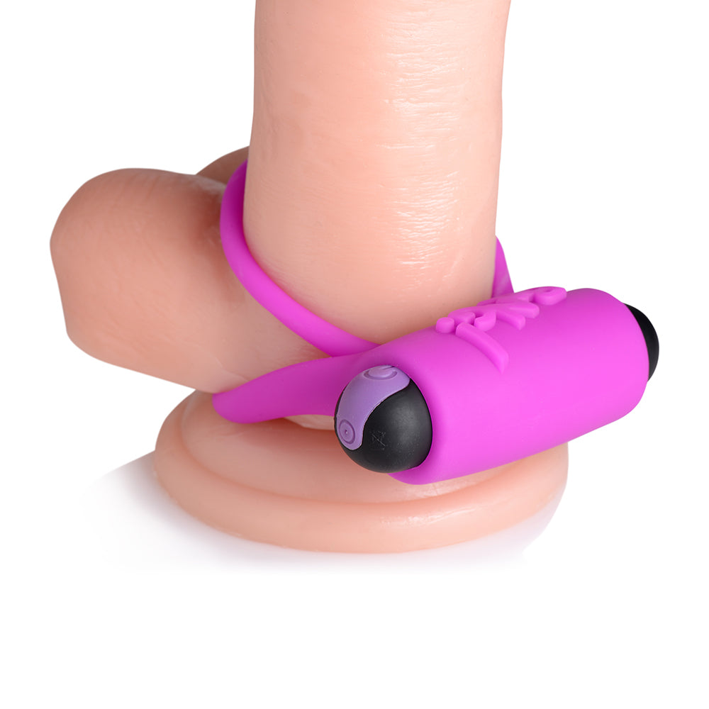 BANG! Silicone Cock Ring & Bullet with Remote Control Purple