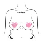Pastease Faux Latex Pleather Vinyl Baby Pink Melty Heart Nipple Pasties