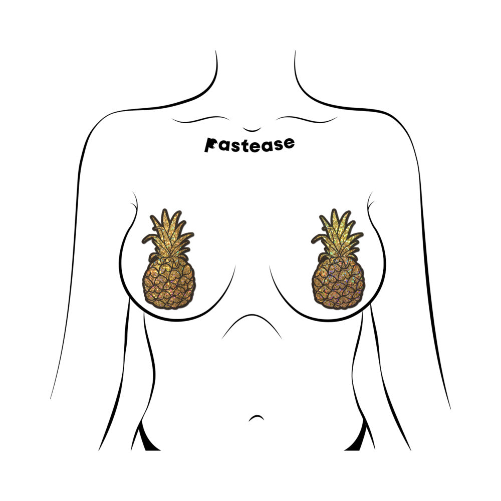 Pastease Pineapple on Glitter Gold Nipple Covers
