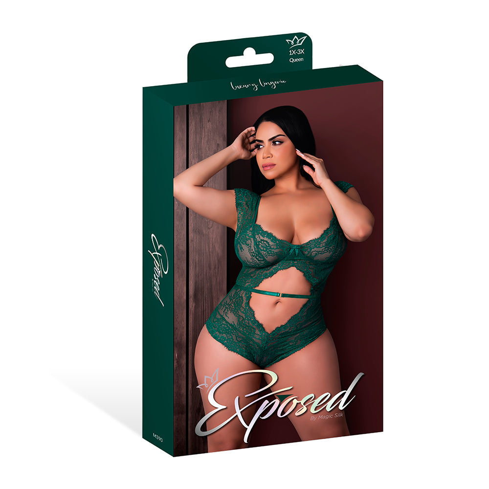 Magic Silk Evermore Cutout Romper Emerald Queen Size