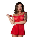 Magic Silk Sugar High Babydoll & Thong Set Red S/M