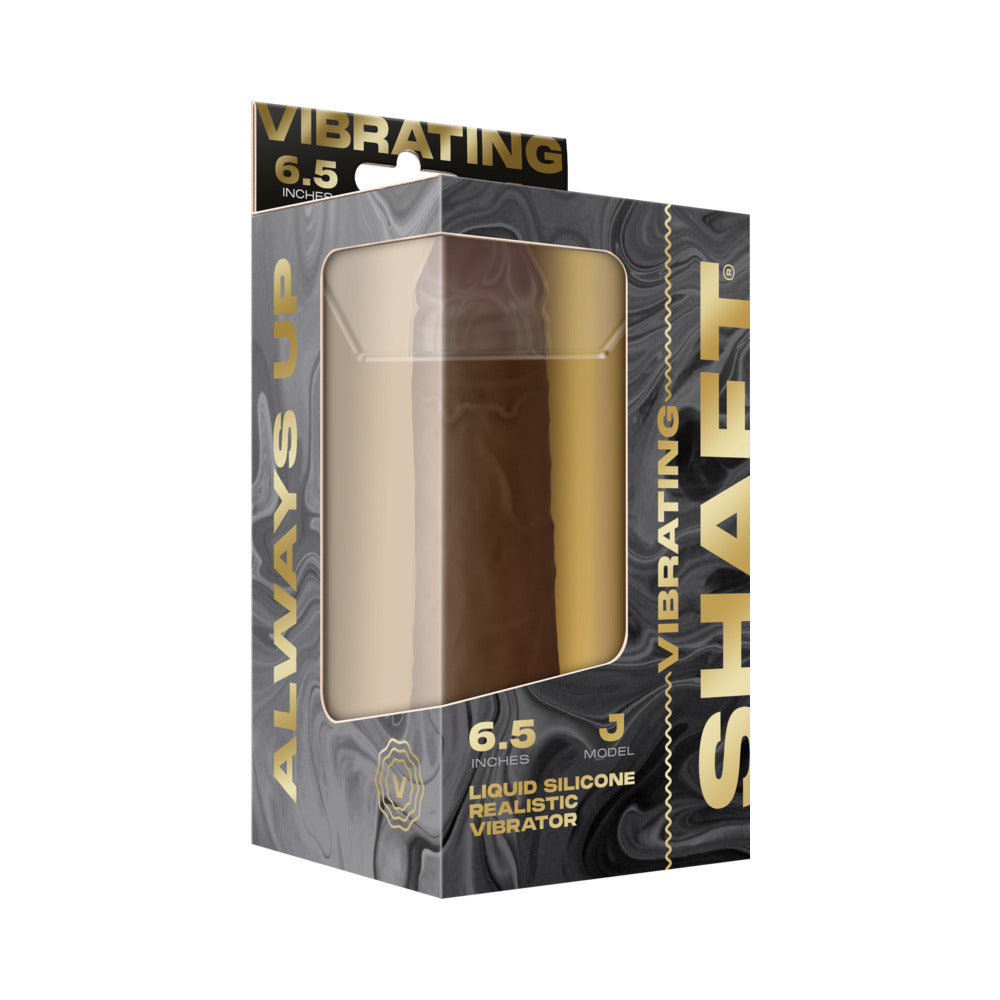 Shaft Vibrating Model J: 6.5 in. Dual Density Silicone Dildo Oak