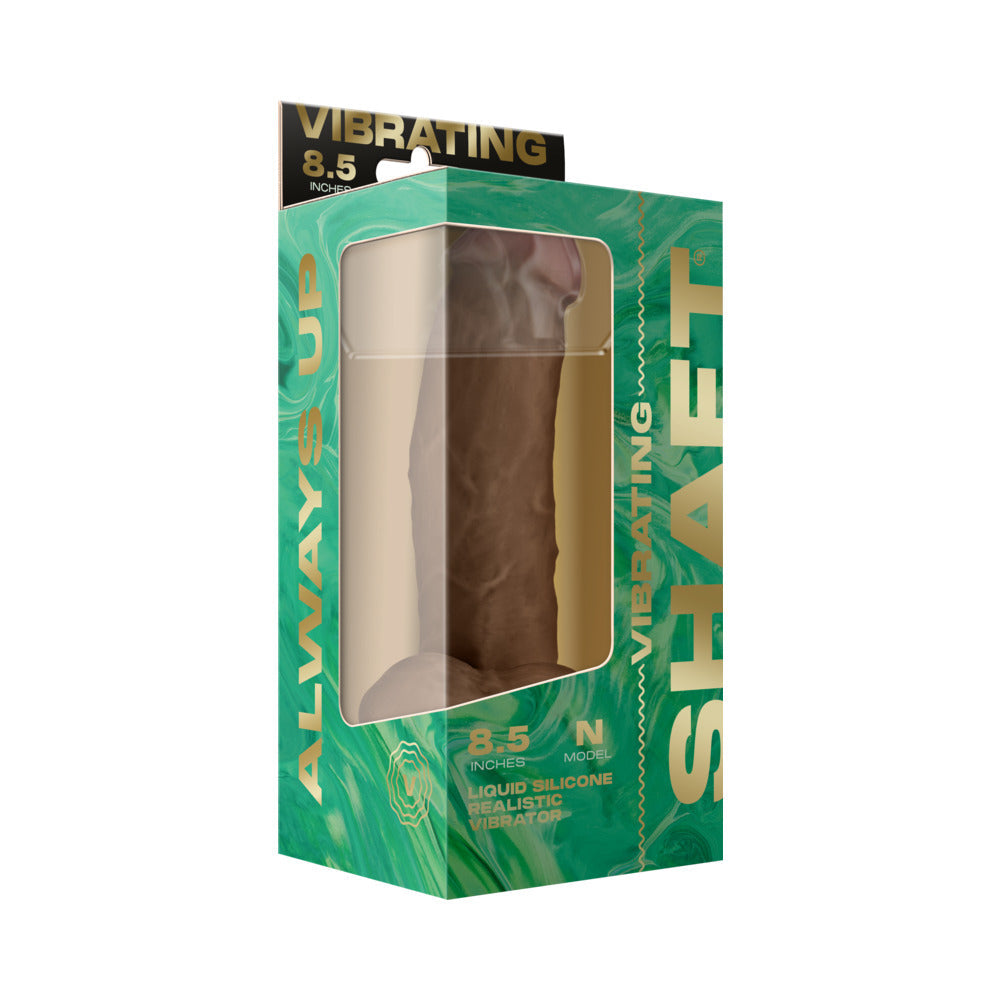 Shaft Vibrating Model N: 8.5 in. Dual Density Silicone Dildo Oak
