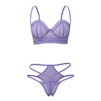 Magic Silk Sheer Passion Demi Bra & High Cut Tanga Very Peri Queen Size